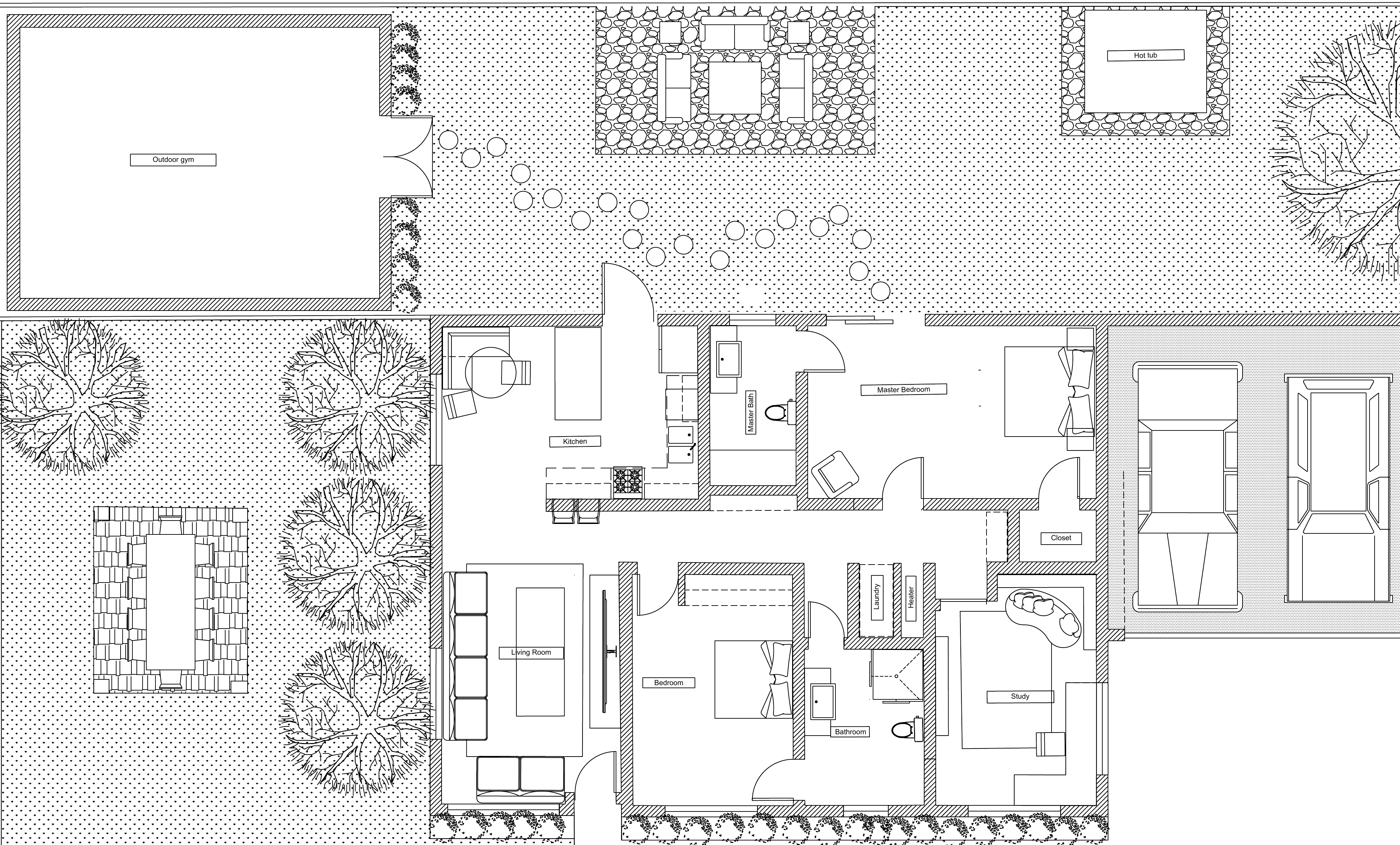 AutoCAD floor plan, redesigned 925 Camino Lindo property