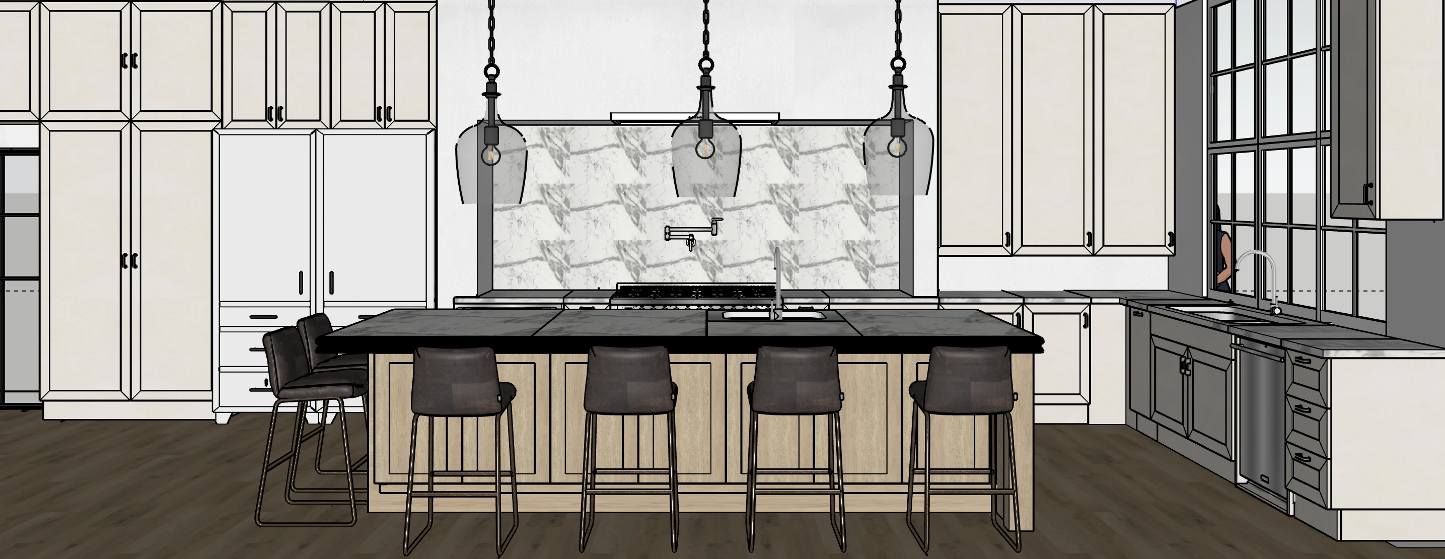 Westward Atelier kitchen remodel, SketchUp model