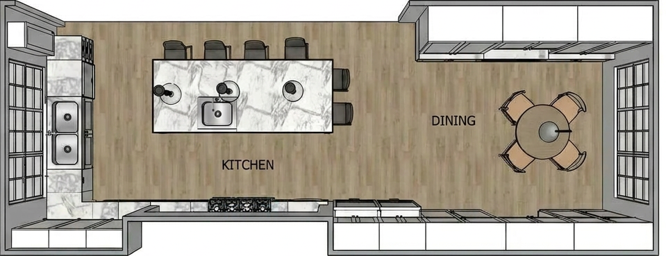 Floor plan, Westward Atelier Sky Terrace 1 kitchen remodel